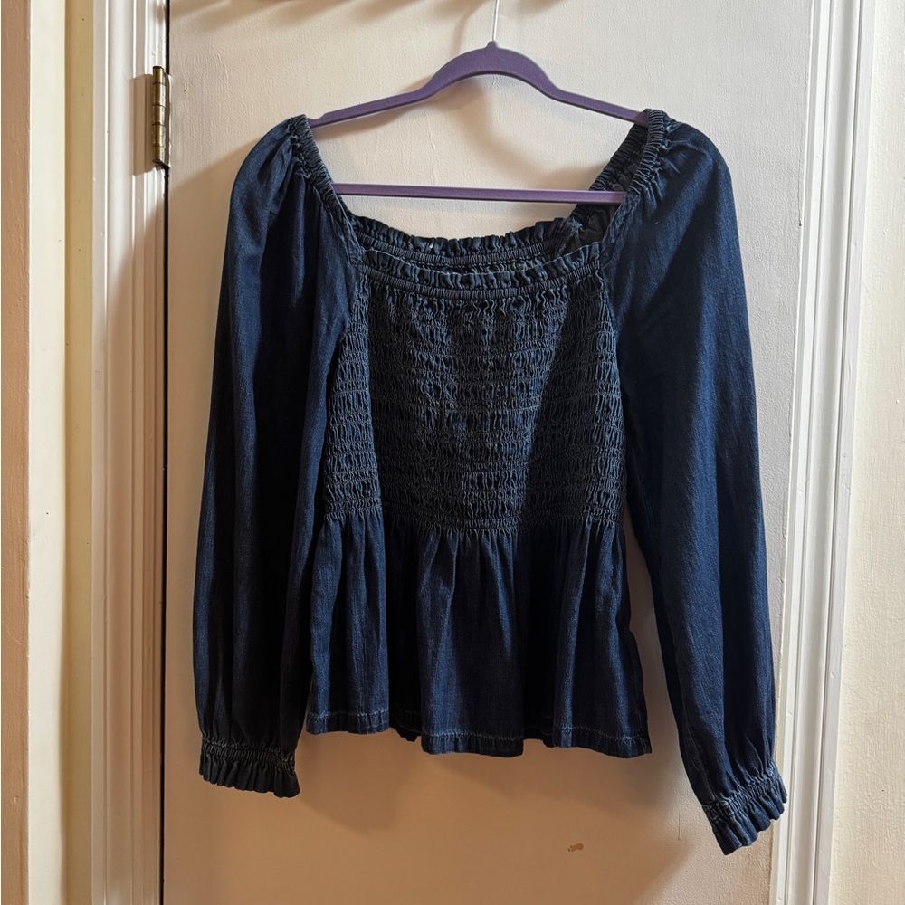 GAP Women's BLUE  Smocked Top